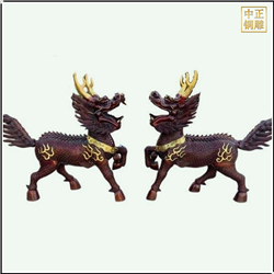 鑄銅關公 定制大門銅獬豸雕塑廠家