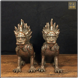 鑄銅關公 仿古做舊銅獬豸動物雕塑