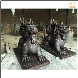 鑄銅關公 室外景觀銅獬豸雕塑擺件