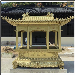 鑄銅關公 黃色銅香爐定制