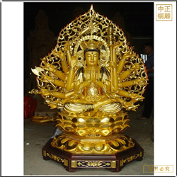 鑄銅關公 坐式千手觀音雕塑