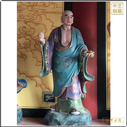 鑄銅關公 貼金彩繪1米3高十八羅漢佛像