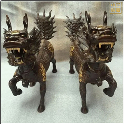 鑄銅關公 室外銅麒麟小擺件