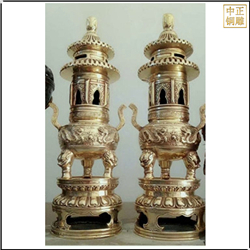 鑄銅關公 小型黃銅香爐