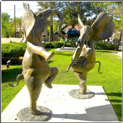 鑄銅關公 跳舞小象銅雕塑