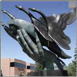 大型飛行群野鵝銅像在手 大型飛行群野鵝銅像在手