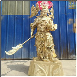 鑄銅關公 刀尖朝下九龍關公雕塑