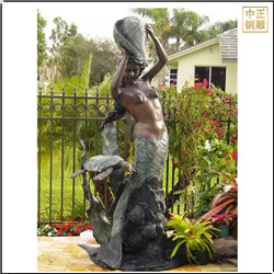 鑄銅關公 西方少女景觀雕塑