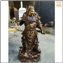 鑄銅關公 黃銅關公雕塑擺件