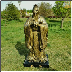 鑄銅關公 雙手合十行禮孔子雕像