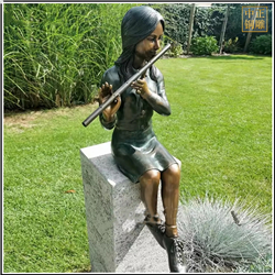 鑄銅關(guān)公 吹笛子人物銅雕塑