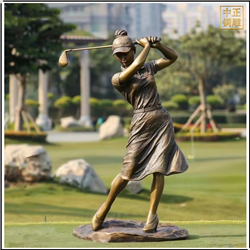 鑄銅關(guān)公 打高爾夫人物銅雕塑