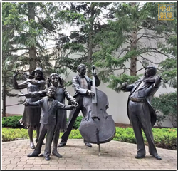 鑄銅關(guān)公 樂隊(duì)演唱園林銅雕塑