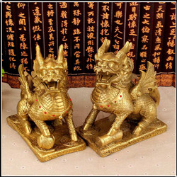 銅麒麟擺件一對(duì) 銅麒麟擺件一對(duì)